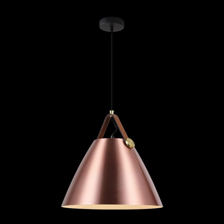 K.Light Large Leather & Iron Cone Metal Pendant, Black – view 2