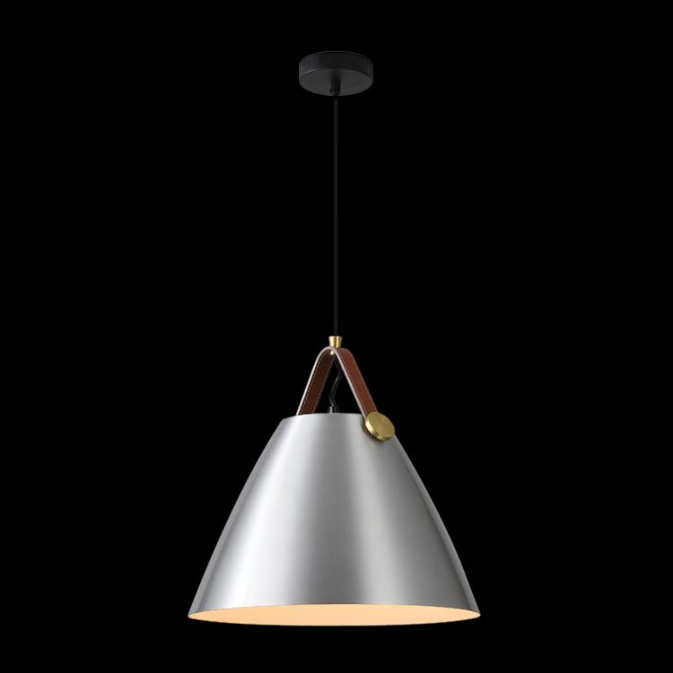 K.Light Large Leather & Iron Cone Metal Pendant, Black – view 3