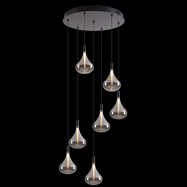 K.Light LED Cape Grape Smoke Glass Pendants on a Round Plate – main view