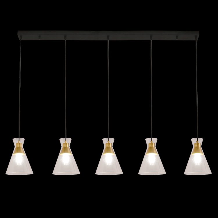 K.Light Matt Black Cleopatra Glass Pendant on a Bar – main view