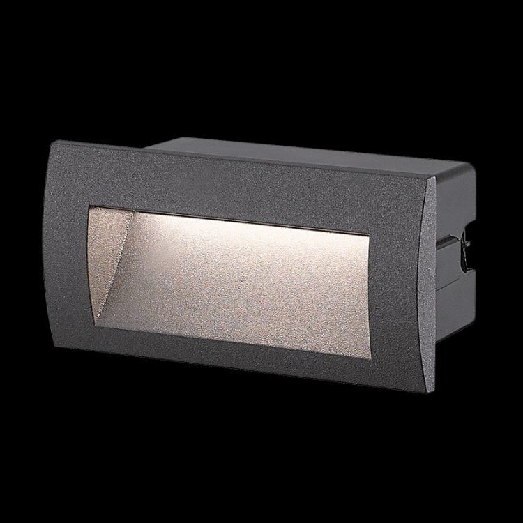 K.Light Matt Black Frosted Glass LED SMD Rectangular Recessed Step – main view