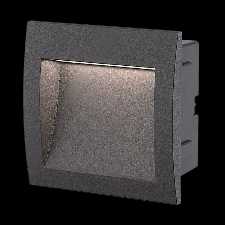 K.Light Matt Black Frosted Glass LED SMD Square Large Recessed Step – main view