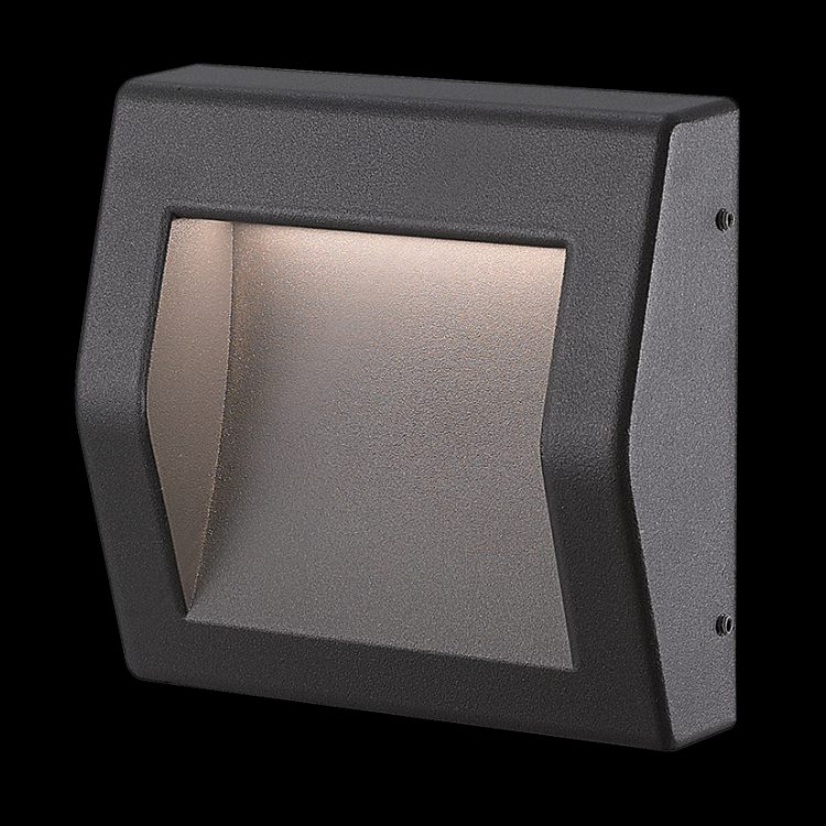 K.Light Matt Black Frosted Glass LED SMD Square Large Surface Mounted – main view
