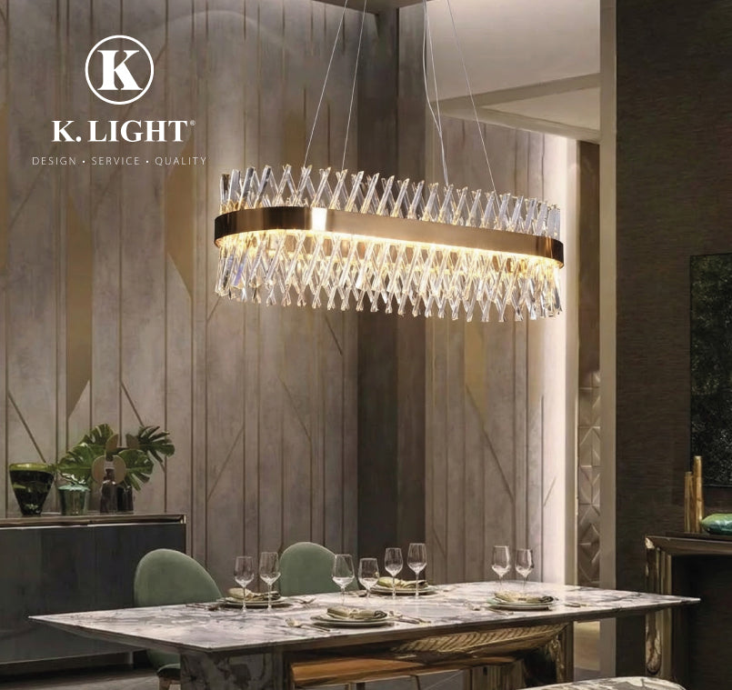 K.Light Oval Golden Oblique Crystal LED Chandelier 88W – view 2