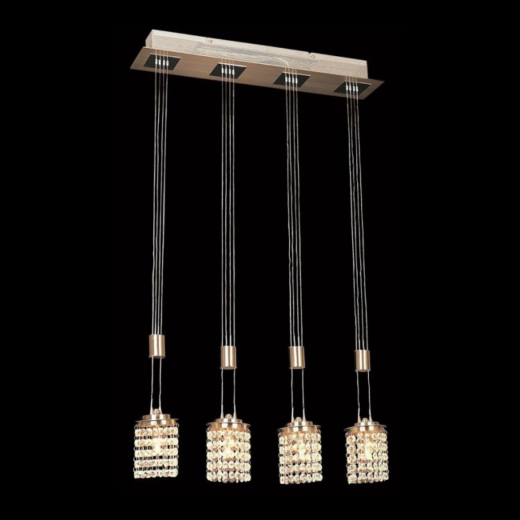 K.Light Satin Chrome G5.3 Crystal Strips Adjustable Pendant – main view