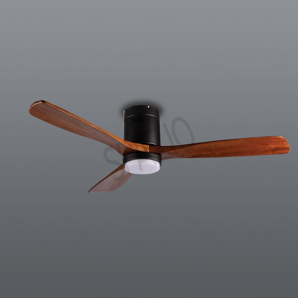 Spazio Fan-Fare Black & Walnut 132cm Ceiling Fan with LED Light – main view