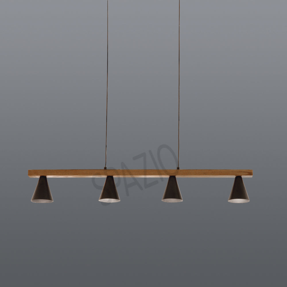 Spazio Mirai Black & Wood Pendant Light – main view