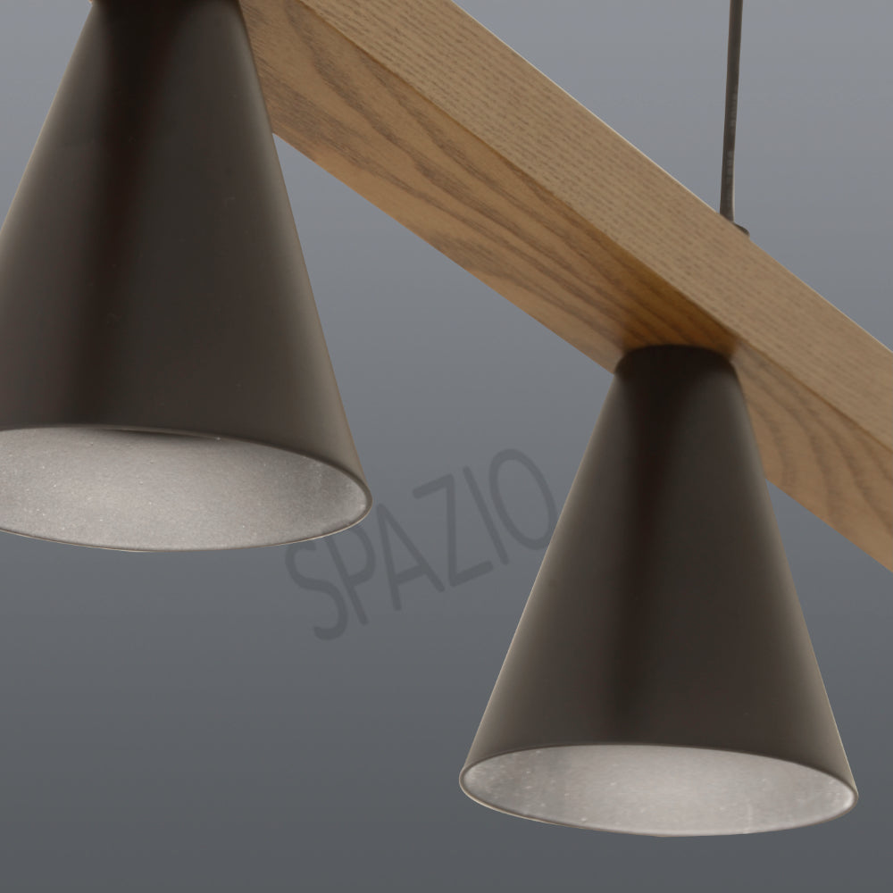 Spazio Mirai Black & Wood Pendant Light – view 2