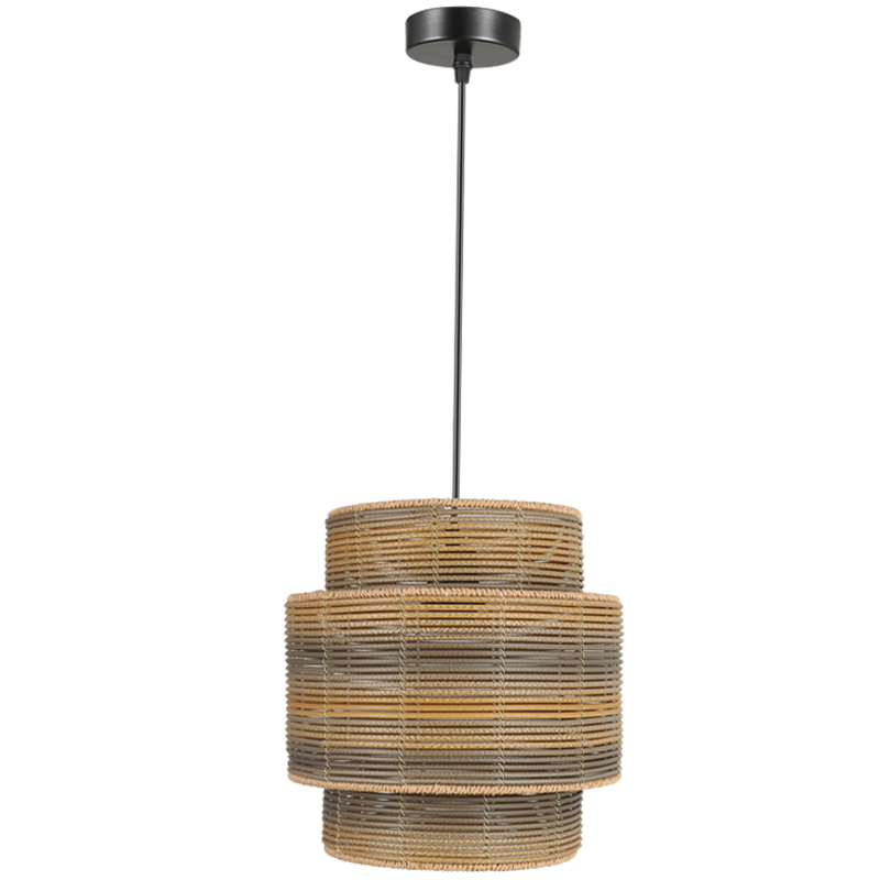 Bright Star PEN301 Black & Rattan Pendant Light – main view