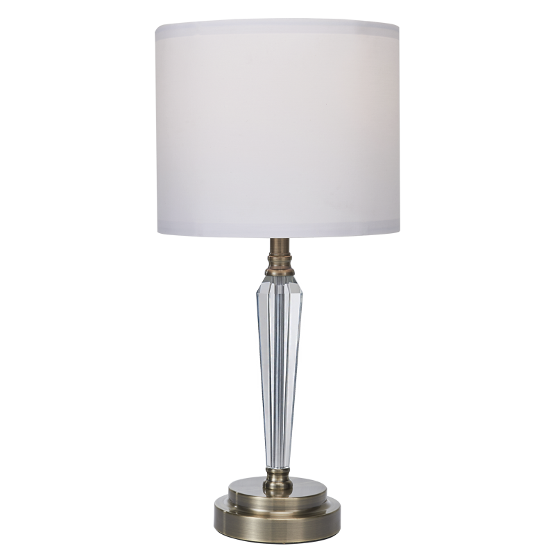 Bright Star TL694 Antique Brass Metal and Crystal Table Lamp – main view