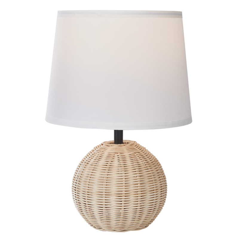 Bright Star TL696 Rattan Base with White Fabric Shade Floor Lamp – main view