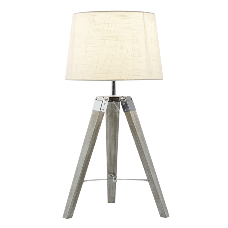 Bright Star TL700 Beige Wood and Polished Chrome Table Lamp – main view