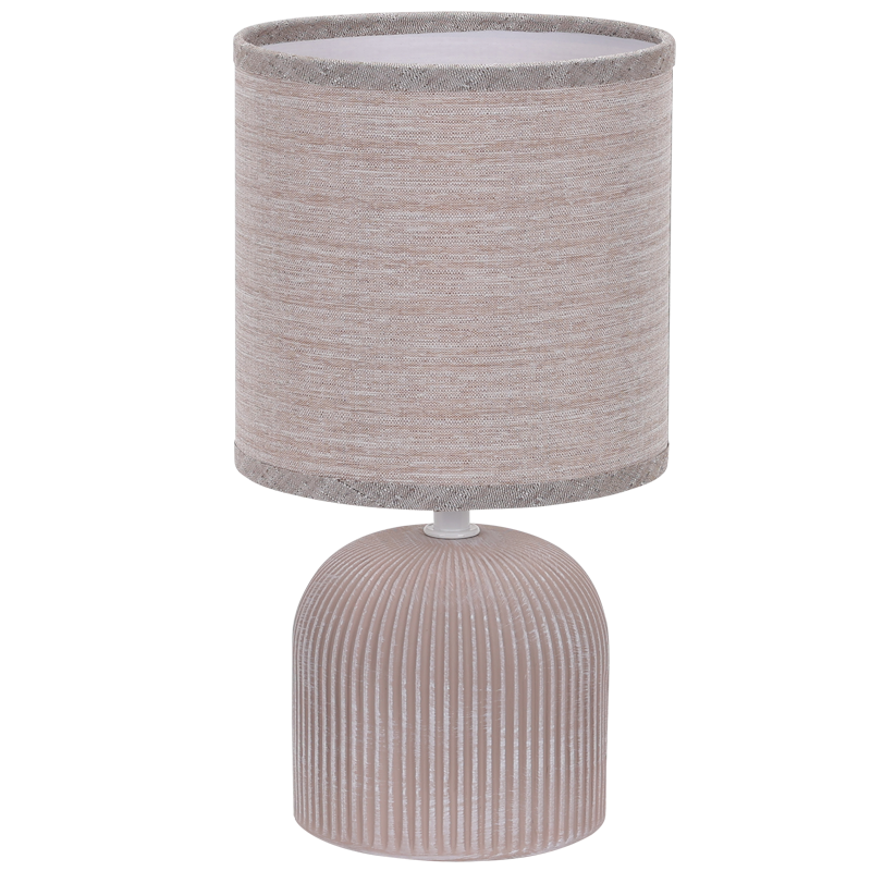 Bright Star TL830 Brown Ribbed Ceramic Base with Fabric Shade Floor – main view