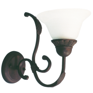 Bright Star WB067/1 Rust Metal Wall Bracket with Alabaster Glass – main view