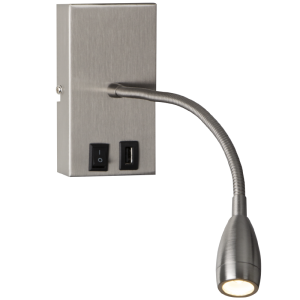 Bright Star WB173/1 Usb Satin Chrome Wall Bracket with Gooseneck Arm – main view