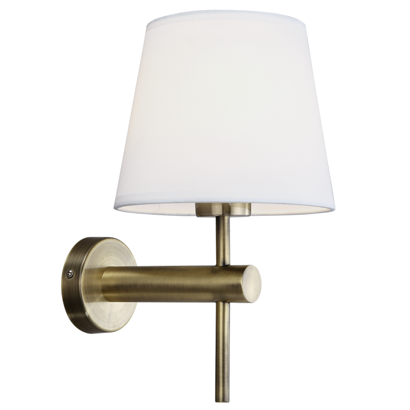 Bright Star WB277 Antique Metal Wall Bracket with White Fabric Shade – main view