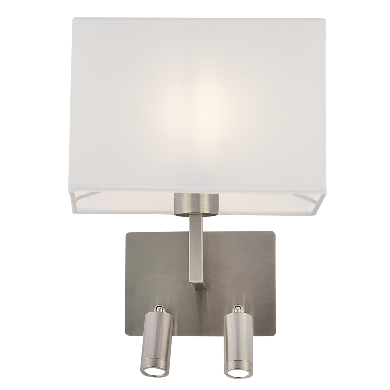 Bright Star WB407/3 Satin Metal Wall Bracket with 2 Switches and White – main view