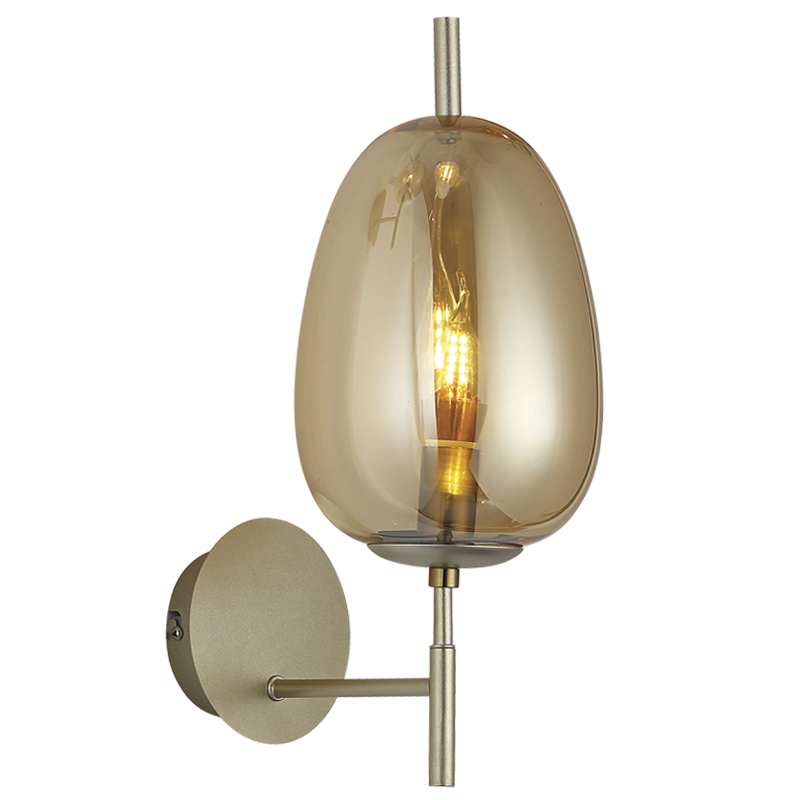 Bright Star WB409/1 Gold With Amber Glass Metal Wall Bracket – main view