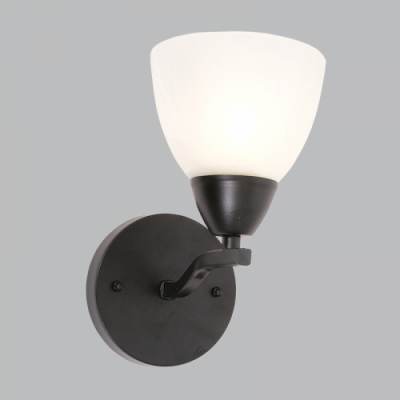 Bright Star WB452/1 Matt Black Metal Wall Bracket with Alabaster Glass – main view