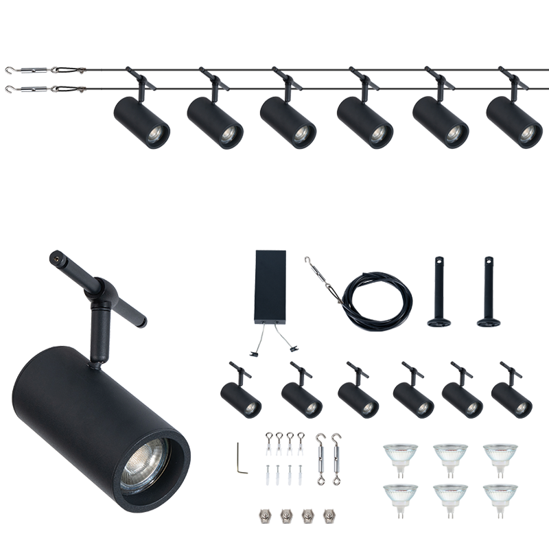 Bright Star WSC007 Matt Black Wire System Kit Spotlight – main view