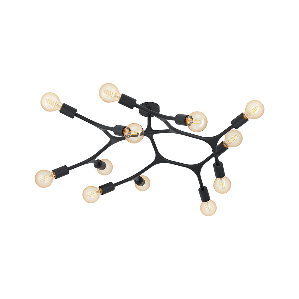 Eglo Bocadella Black Ceiling Light E27 – 12 Lights – 920mm