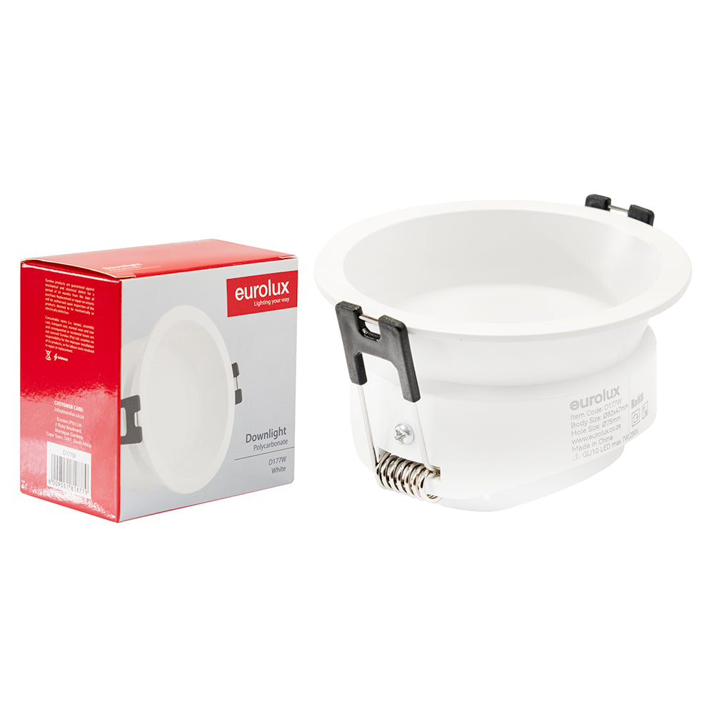 Eurolux D177W Polycarbonate Anti-glare Downlight 82mm White IP65 – main view