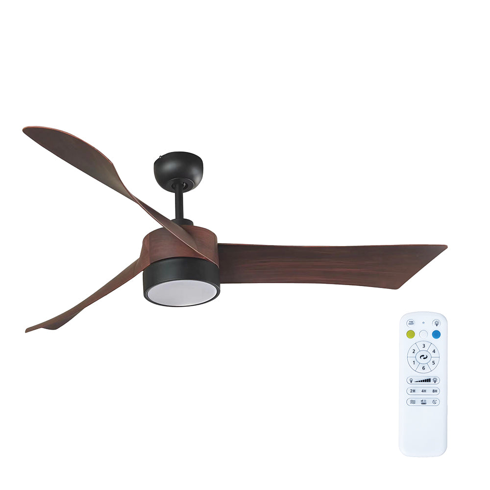 Eurolux F102 Edge Ceiling Fan 3 Blades Matt Black & Dark Wood Motor – main view