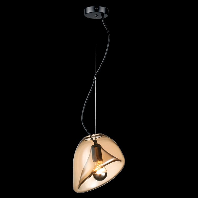 K.Light Amber Arum Lily Glass Pendant – main view