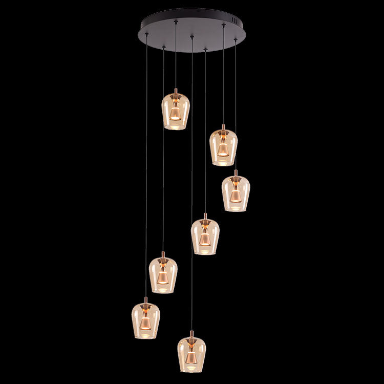 K.Light Amber Glass LED Golden Wizard Glass Pendants on a Plate – main view