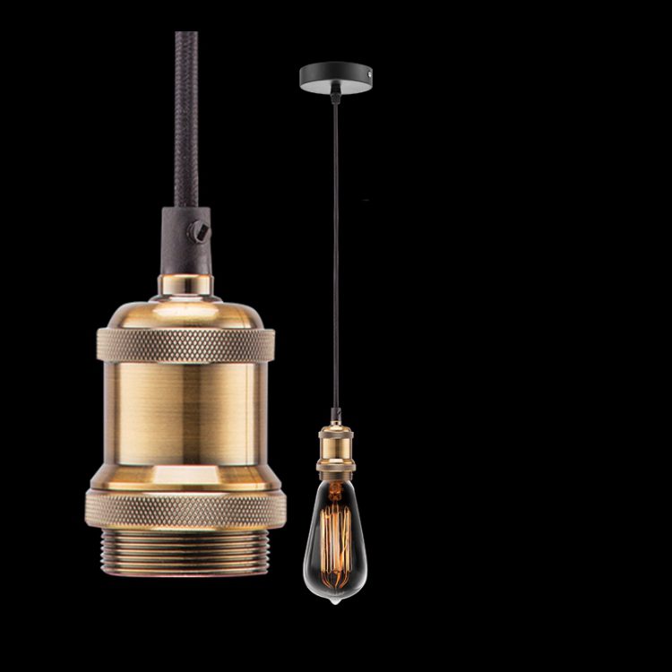 K.Light Antique Brass L.H. 2 Core Black Fabric Cable Pendant – main view