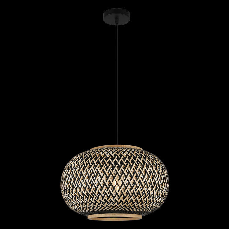 K.Light Black & Natural Rattan Pendant – main view