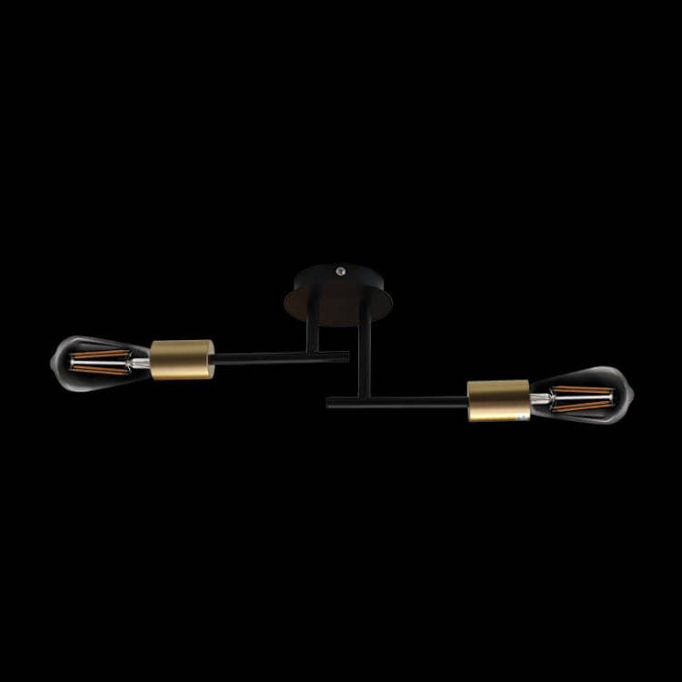 K.Light Black And Satin Gold 2 Lights Traverse Ceiling Fitting – main view