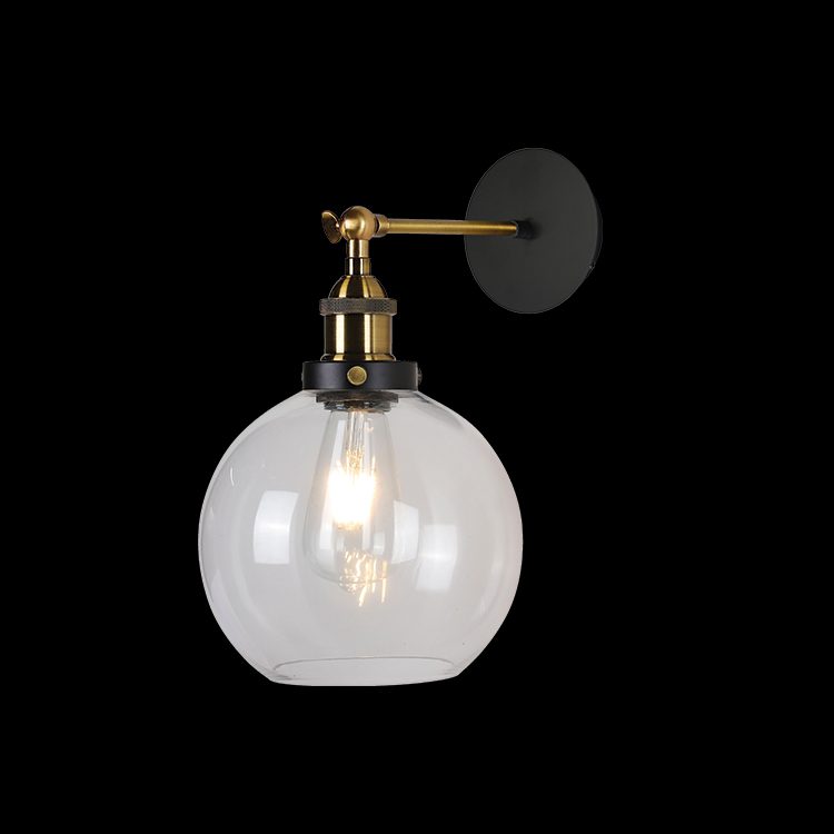 K.Light Black Antique Brass Glass Ball Wall Light – main view