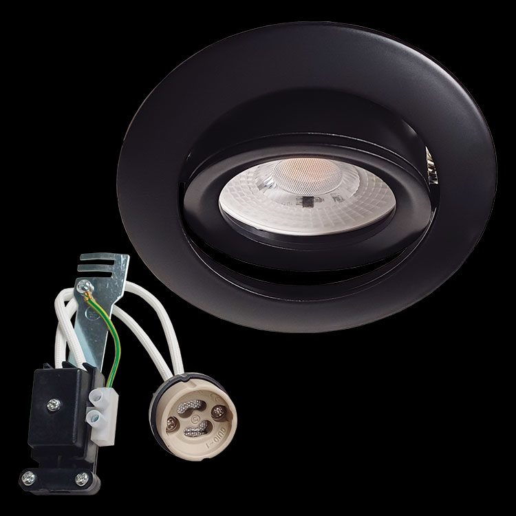 K.Light Black Die-Cast Aluminium Bevelled Round Tilt Downlight – main view