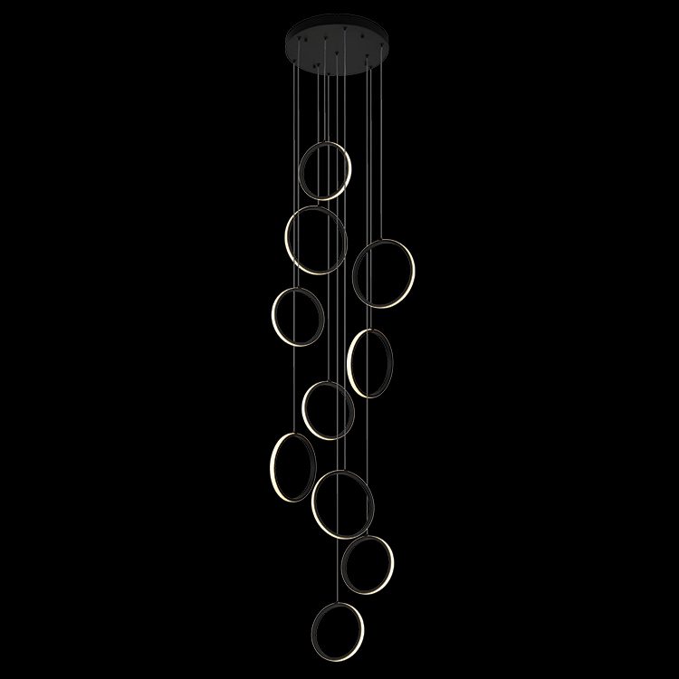 K.Light Black LED Round Ringfall Pendant – main view