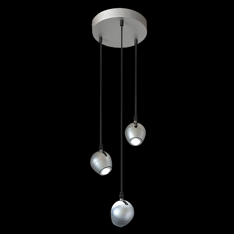 K.Light Brushed Aluminium 3 x GU10 Trio Adjustable Bullet Head Pendant – main view