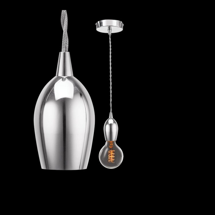 K.Light Bullet Twisted Fabric Cord Pendant, Chrome – main view