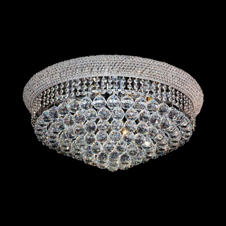 K.Light Chrome Medium Round K9 Crystal Ceiling Fitting – main view