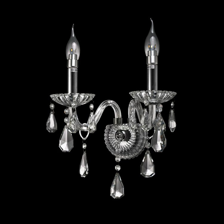 K.Light Chrome With Clear Glass 1 Arm Glass and Crystal Wall Light – view 2
