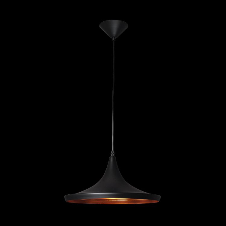 K.Light Conical Metal Pendant, Black & Gold – main view