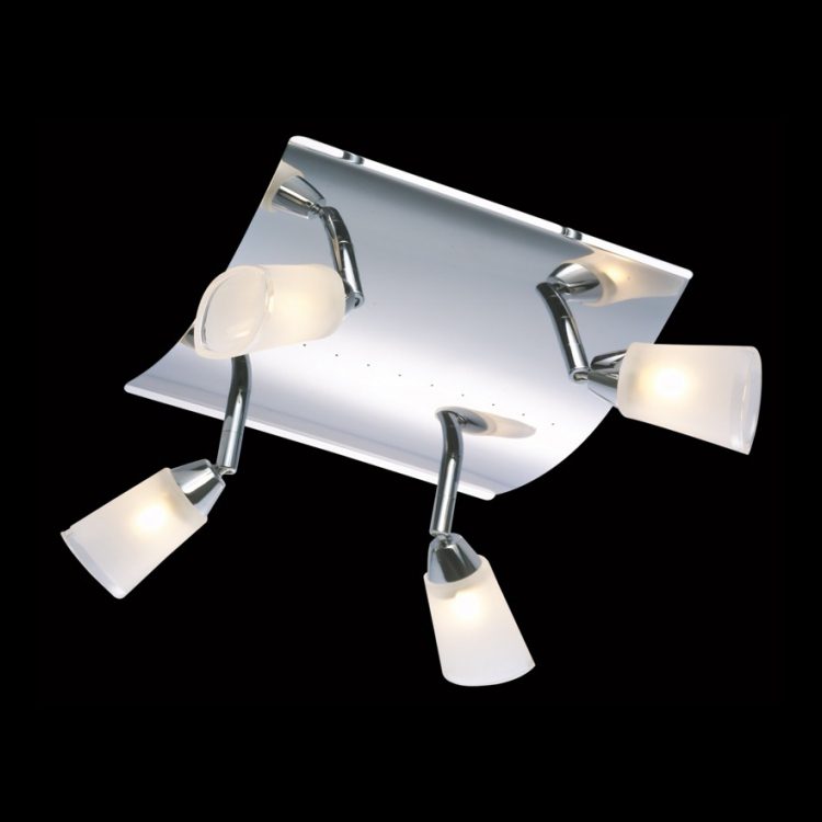 K.Light GU9 Four Adjustable Spot Lights on Square Plate – main view