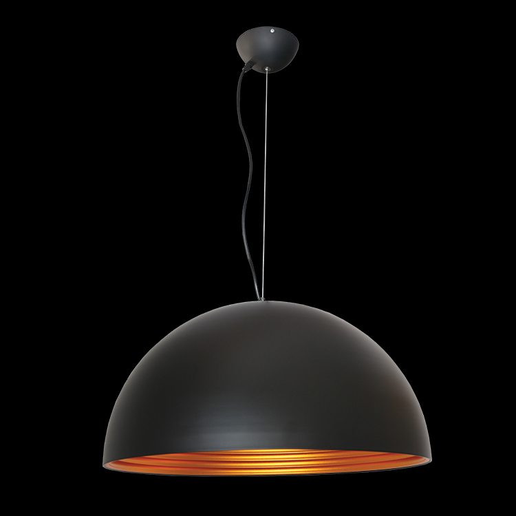 K.Light Large Dome Metal Pendant, Black & Gold – main view