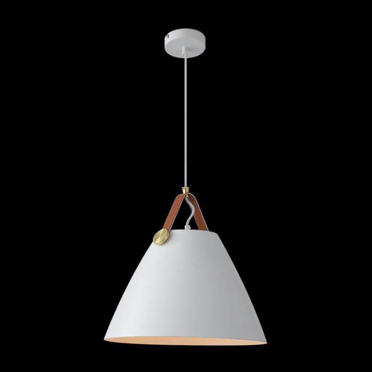 K.Light Large Leather & Iron Cone Metal Pendant, Black – view 4