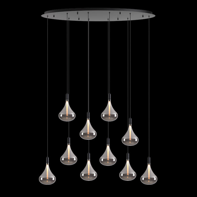 K.Light LED Cape Grape Smoke Glass Pendants on Oval Plate – main view