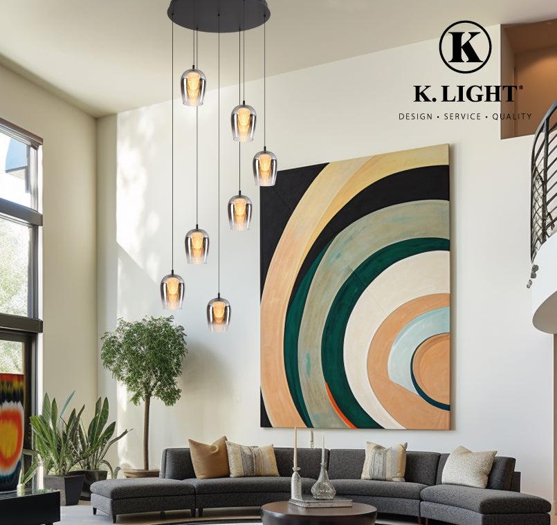 K.Light LED Crystal Egg Pendant Smoke Glass – view 2