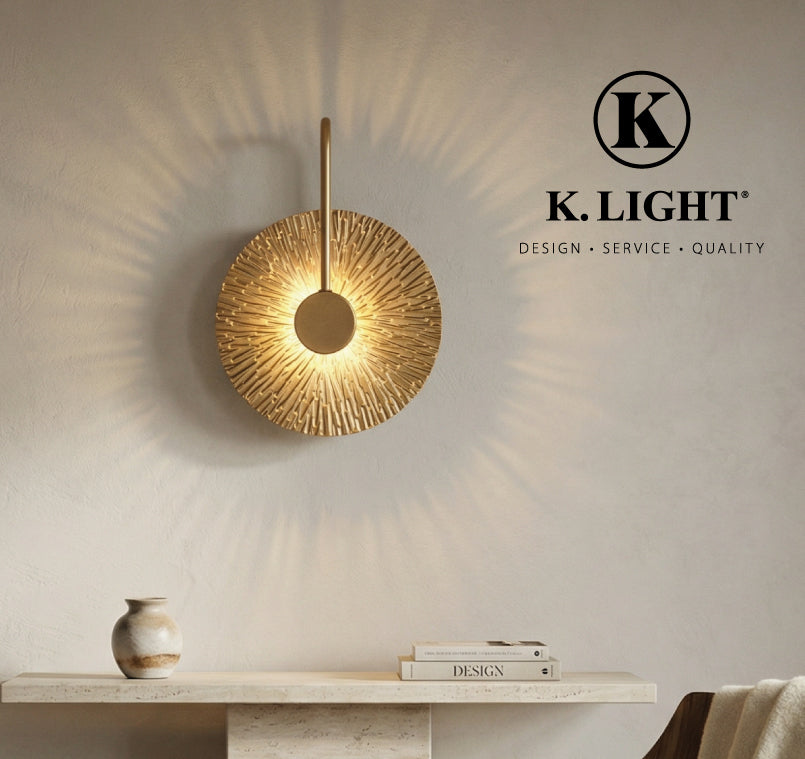 K.Light LED Round Golden Leaf Wall Light – view 2