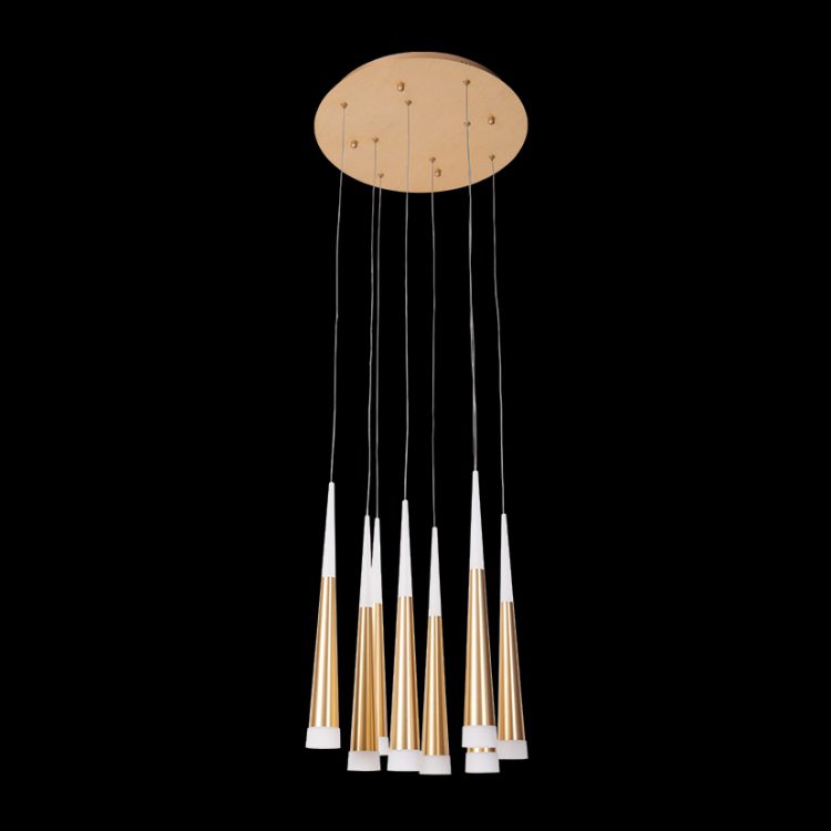 K.Light LED SMD Round 8 Light Satin Gold Cone Cluster Pendant Light – main view