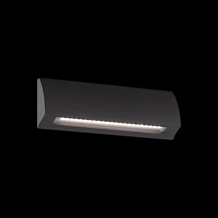 K.Light Matt Black Frosted Glass LED SMD Curved Small Rectangular – main view