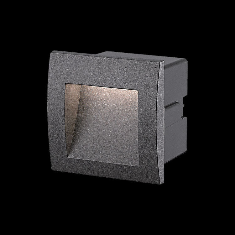 K.Light Matt Black Frosted Glass LED SMD Square Small Recessed Step – main view
