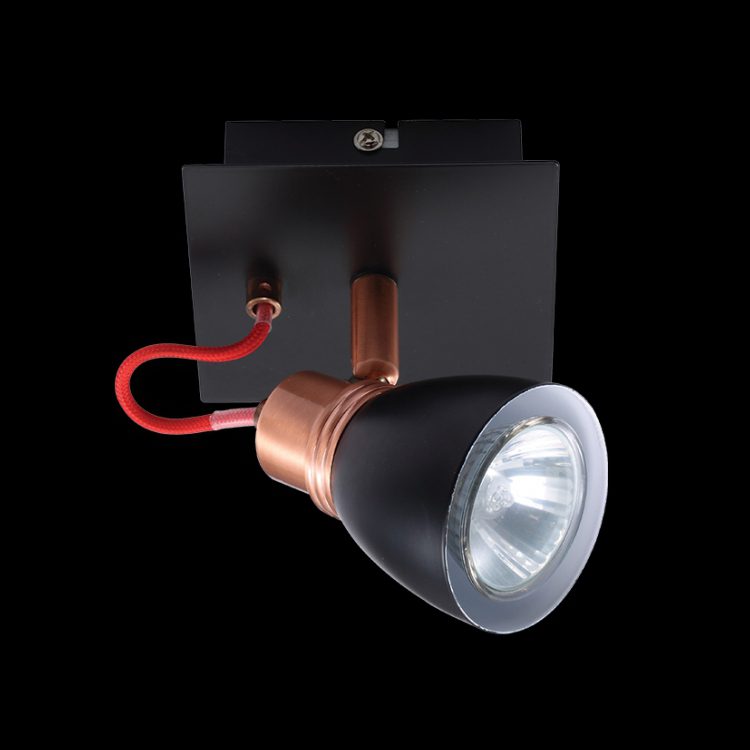K.Light Single Adjustable Black & Copper Spot Light on a Bar – main view
